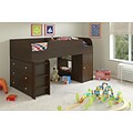 Cosco Elements Loft Bed with 3 Drawer Dresser and Toy Box Bookcase with Door, Resort Cherry (5859207PCOM)