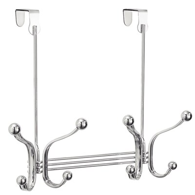 InterDesign York Lyra Over-the-Door 8-Hook Organizer, Chrome (53170)