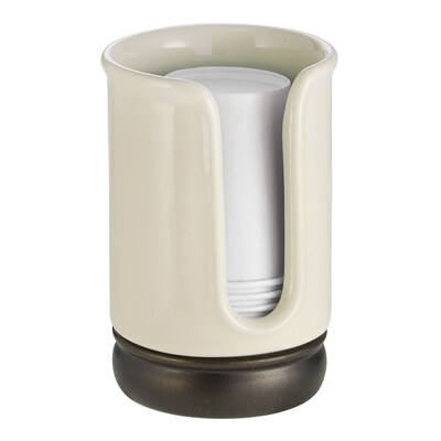 InterDesign York Disposable Paper Cup Dispenser for Bathroom Countertops, Vanilla/Bronze (75806)