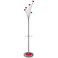 Alba Floor Coat Stand, 5 Hooks, Metal and Red ABS (PMFESTY2R)