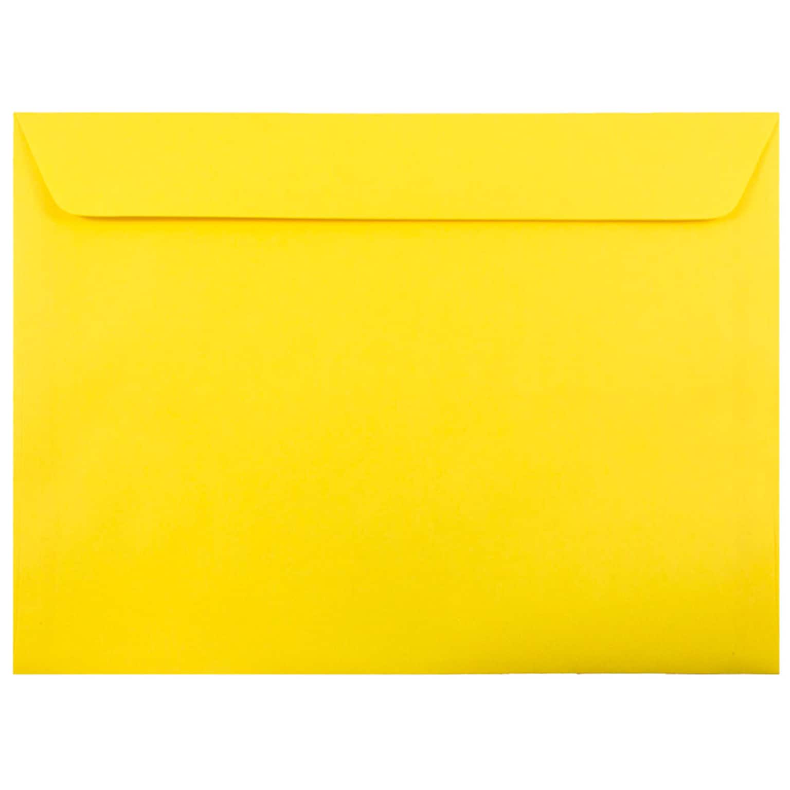 JAM Paper 9 x 12 Booklet Colored Envelopes, Yellow Recycled, 25/Pack (5156775)