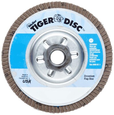 Weiler® Tiger Disc™ Angled Style Flap Discs, 80 Grit, 4-1/2, 5/8 Arbor Thread
