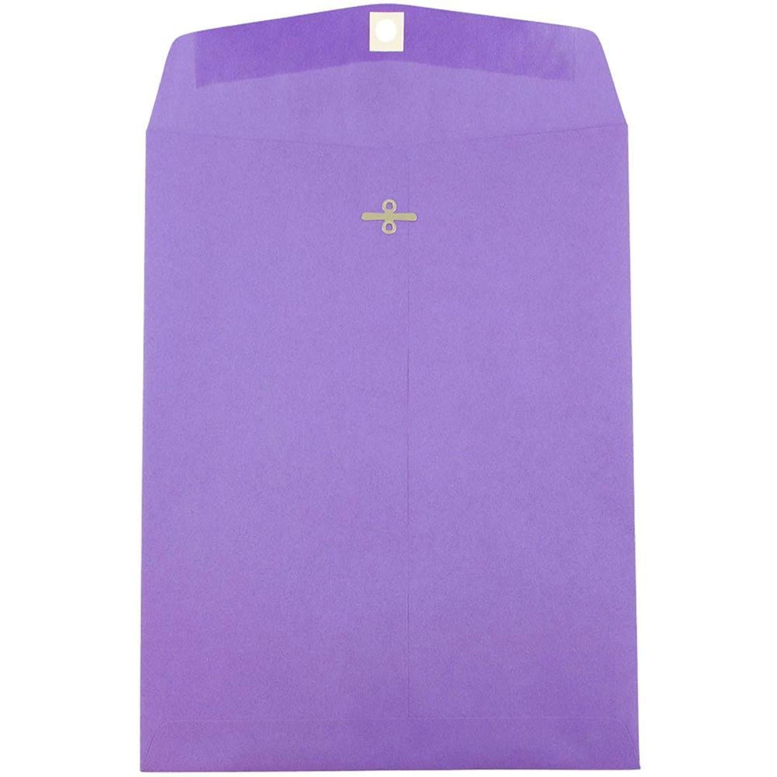 JAM Paper 9 x 12 Open End Catalog Colored Envelopes with Clasp Closure, Violet Purple Recycled, 10/Pack (900906767B)