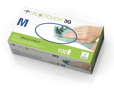 Aloetouch® 3G Powder-free Latex-free Synthetic Vinyl Exam Gloves, Green, Medium, 9" L, 1000/Pack