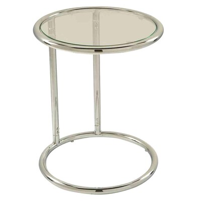 OfficeStar Avenue Six® 21H x 17W x 17D Glass Top/Steel Base Yield Circle Table, Black Top/Chrome Base
