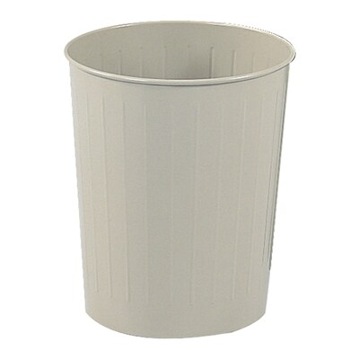 Safco 6 gal. Round Stainless Steel Trash Cans without Lid, Sand, 6/CT (9604SA)