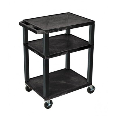 H Wilson® 34(H) 3 Shelves Tuffy AV Carts W/Nickel Legs & Electrical Attachment, Navy (WT34E)