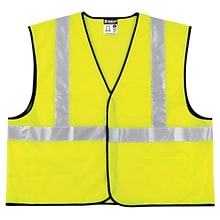 MCR Safety Economy Safety Vest, ANSI Class R2, Lime, 2XL, 1 Each