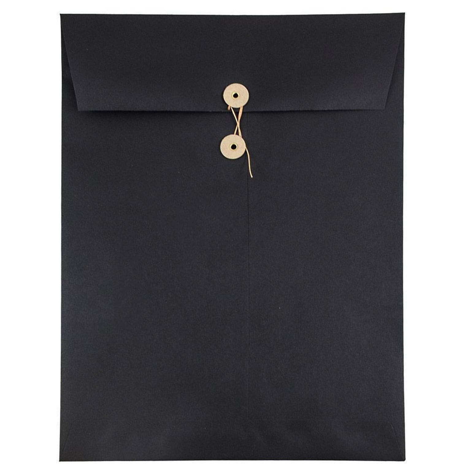 JAM Paper® 9 x 12 Open End Catalog Envelopes with Button and String Closure, Black Linen, 25/Pack (1261607)