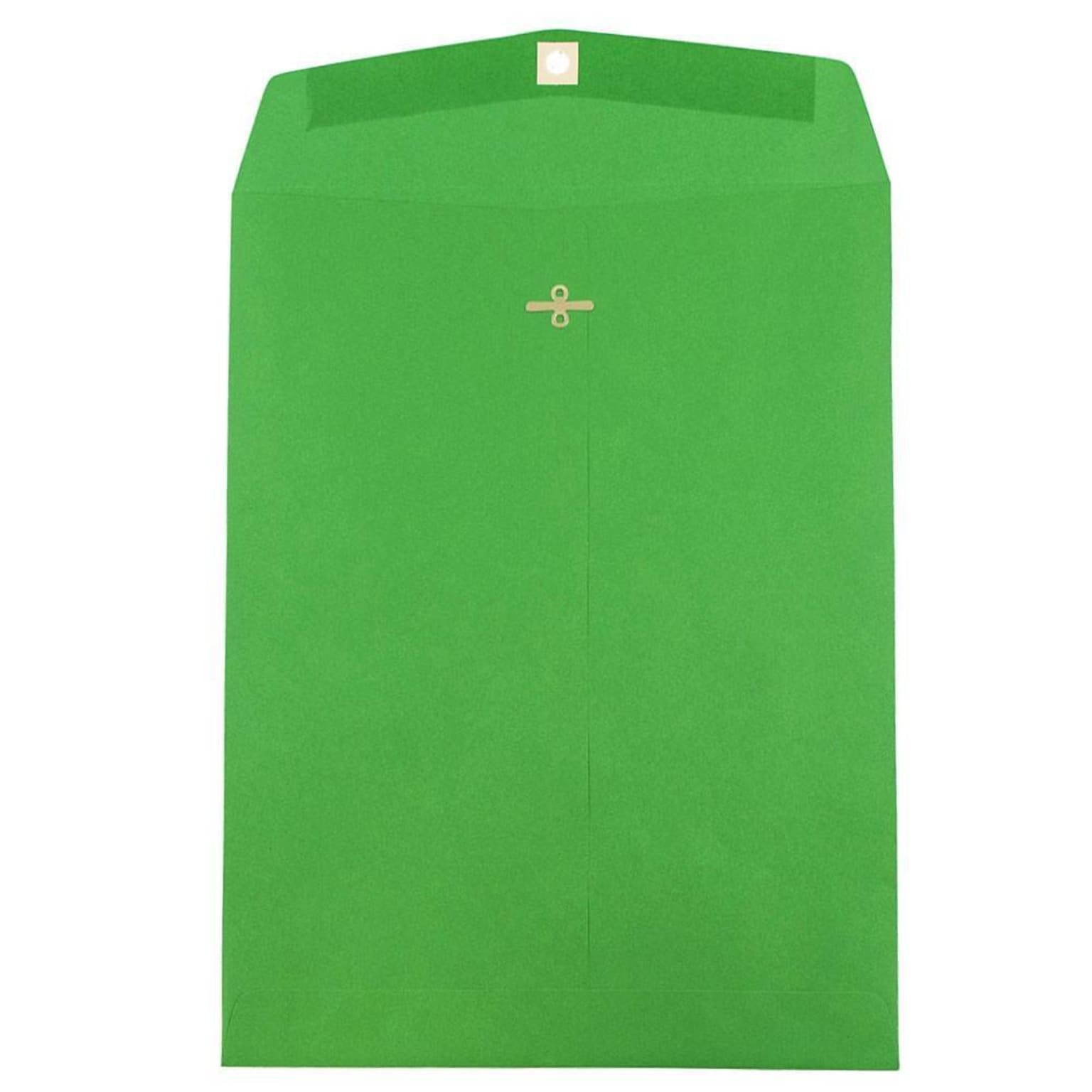 JAM Paper 10 x 13 Open End Catalog Colored Envelopes with Clasp Closure, Green Recycled, 10/Pack (87519B)
