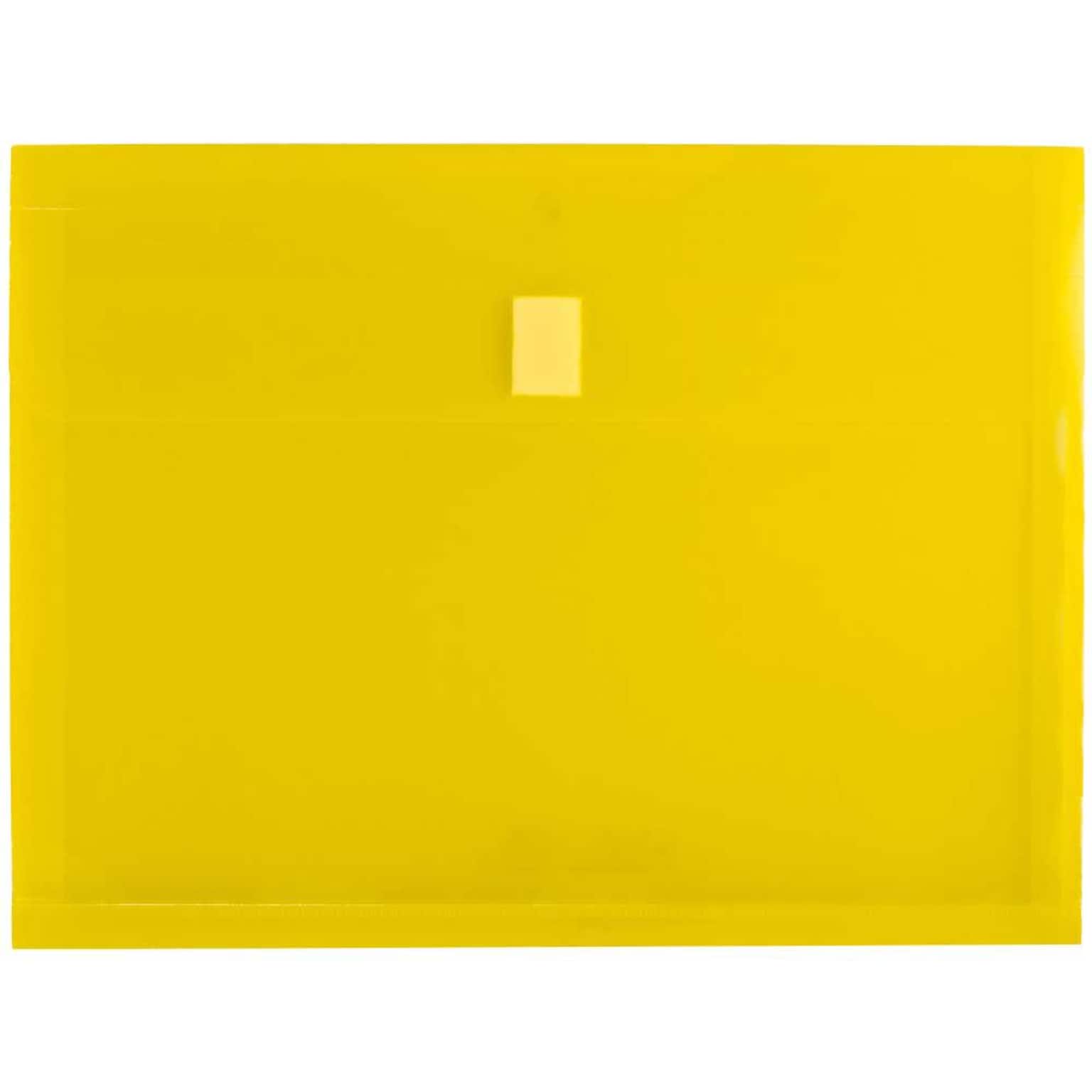 JAM Paper® Plastic Envelopes with Hook & Loop Closure, 1 Expansion, Letter Booklet, 9.75 x 13, Yellow Poly, 12/pack (218V1YE)