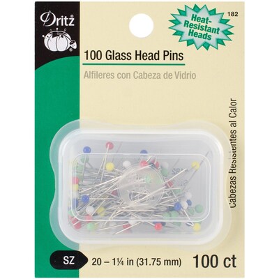 Dritz Glass Head Pins, Size 20, 100/Pack