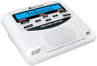 MIDLAND RADIO Emergency Radios, Weather Alert Radio with Alarm Clock (WR120B)