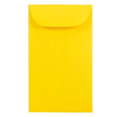 JAM Paper® #5.5 Coin Business Colored Envelopes, 3.125 x 5.5, Yellow Recycled, Bulk 500/Box (3567305