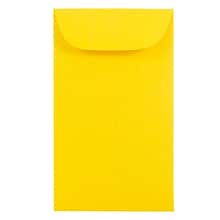 JAM Paper #5.5 Coin Business Colored Envelopes, 3.125 x 5.5, Yellow Recycled, 100/Pack (356730547B)