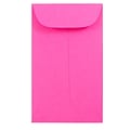 JAM Paper® #3 Coin Business Colored Envelopes, 2.5 x 4.25, Ultra Fuchsia Pink, Bulk 500/Box (356730535H)