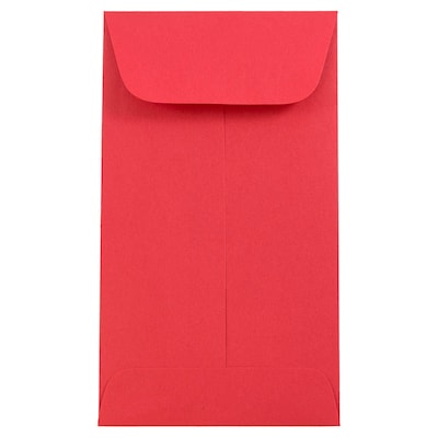 JAM Paper #6 Coin Business Colored Envelopes, 3.375 x 6, Red Recycled, 100/Pack (356730561B)