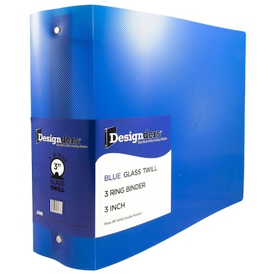 JAM Paper Designders 3 3-Ring Flexible Poly Binders, Blue (821T3BU)