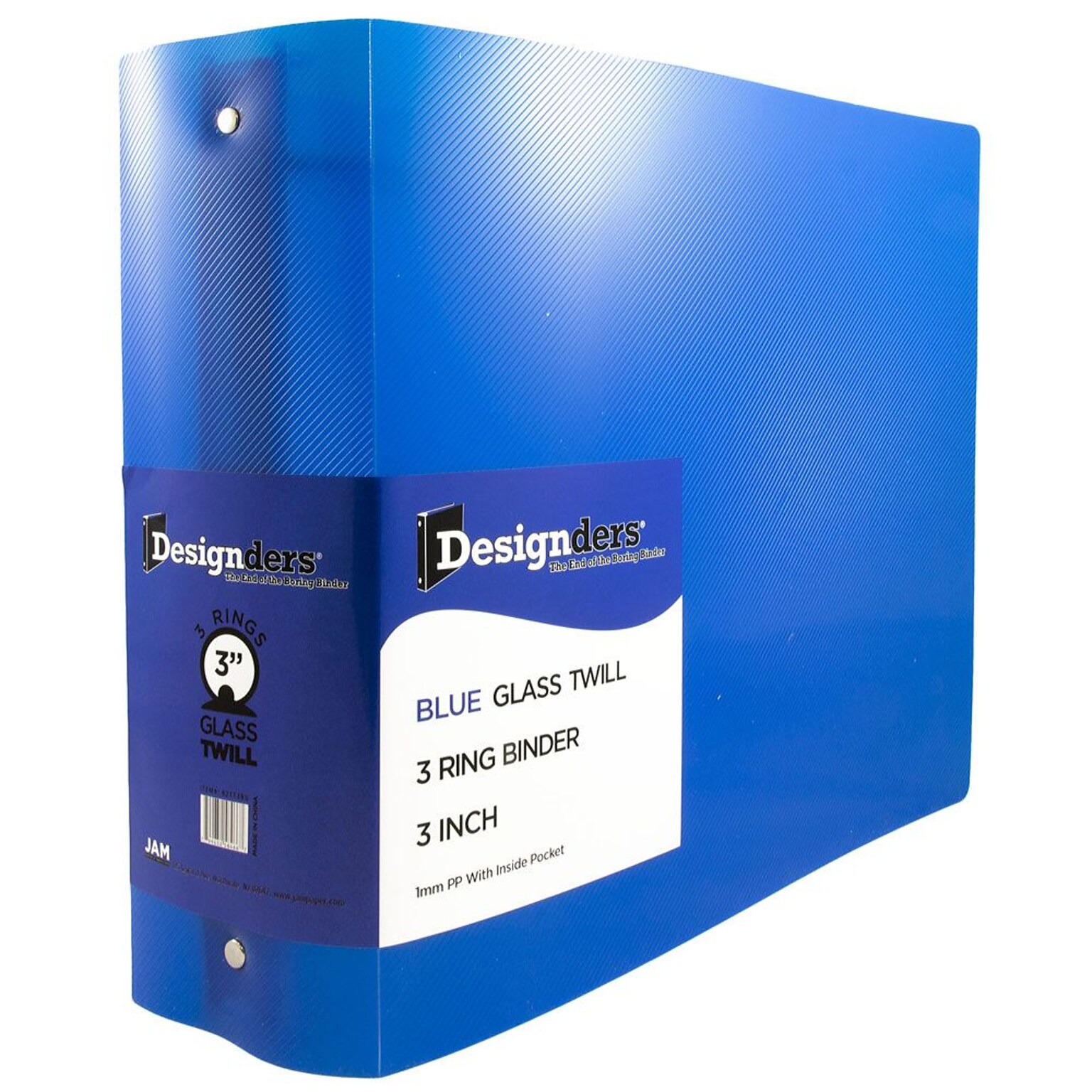 JAM Paper Designders 3 3-Ring Flexible Poly Binders, Blue (821T3BU)