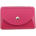 JAM Paper® Italian Leather Business Card Holder Case with Round Flap, Fuchsia Pink, Sold Individually (233329920)