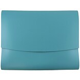 JAM Paper® Italian Leather Portfolio With Snap Closure, 10 1/2 x 13 x 3/4, Teal, Sold Individually (