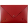 JAM Paper® Italian Leather Clutch Portfolio with Snap Closure, Medium, 6 1/8 x 9 x 3/4, Red, Sold Individually (233329925)