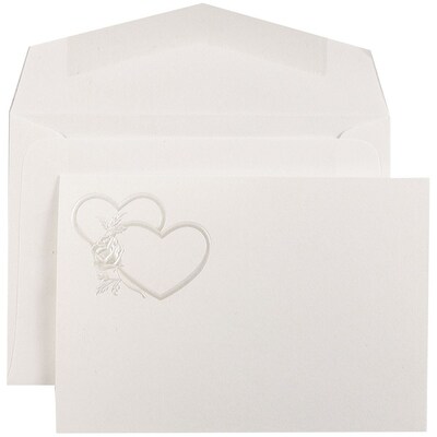 JAM Paper® Quinceanera Invitation Set, Small, 4 7/8 x 3 3/8, White, Loving Pearl Hearts Design, White Env, 100/pack (52672570)