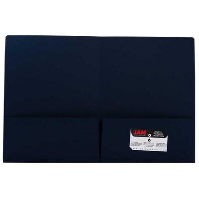 JAM Paper Premium Matte Colored Cardstock Two-Pocket Presentation Folders, Navy Blue, 100/Box (166628415C)