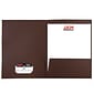 JAM Paper Two-Pocket Textured Linen Business Folders, Chocolate Brown, 50/Box(386LBRC)