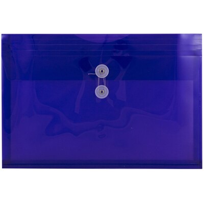 JAM Paper® Plastic Envelopes with Button and String Tie Closure, Legal Booklet, 9.75 x 14.5, Purple Poly, 12/pack (219B1PU)
