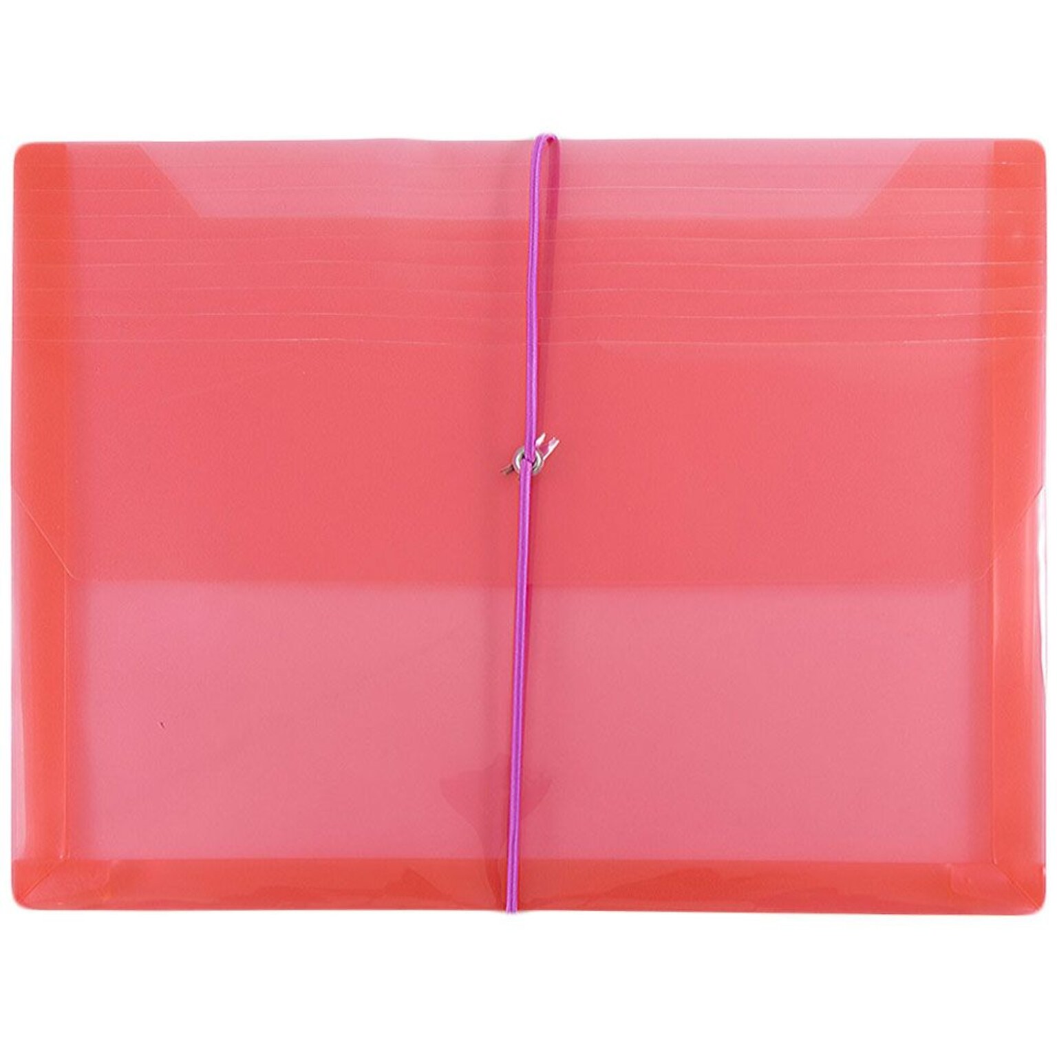 JAM Paper® Plastic Envelopes with Elastic Band Closure, 9.75 x 13 with 2.625 Inch Expansion, Red, 12/Pack (218E25REB)