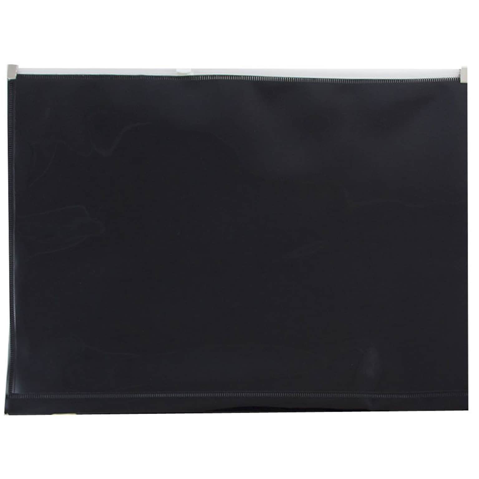 JAM Paper® Plastic Envelopes with Zip Closure, Letter Booklet, 9.5 x 12.5, Black Poly, 12/pack (218Z1BL)