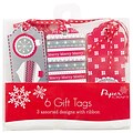 JAM Paper® Christmas Gift Tags with String, Red, White & Silver, Assorted, 6/Pack (526IG74722)