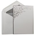 JAM Paper® Wedding Invitation Set, Large, 5.5 x 7.75, White, Silver Leaves Design, Silver Lined Envelopes, 50/pack (5268642SL)