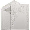JAM Paper® Wedding Invitation Set, Large, 5.5 x 7.75, White Cards, Floral Mask Design, Crystal Lined Env, 50/pack (5268470CR)