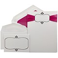 JAM Paper® Wedding Invitation Combo Sets, 1 Sm 1 Lg, White, Hot Pink Ribbon, Black Oval, Pink Lined Env, 150/pk (5268274PRBC)