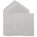 JAM Paper® Wedding Invitation Set, Large Square, 5.5 x 5.5, White, Pearl Hearts Design, Crystal Lined Env, 50/pack (5265761CR)