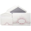 JAM Paper® Wedding Invitation Combo Sets, 1 Sm 1 Lg, White Cards, Pink Crown Oval, Periwinkle Lined Env, 150/pack (5268201PWCO)