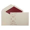 JAM Paper® Wedding Invitation Set, Large, 5.5 x 7.75, Ecru Card, Red Leaf Vine Design, Red Lined Envelopes, 50/pack (5269102RE)