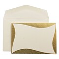 JAM Paper® Wedding Invitation Set, Small, 3 3/8 x 4 3/4, Ecru Card, Gold Curve Border Design, Ecru Envelopes, 100/pk (52681120)