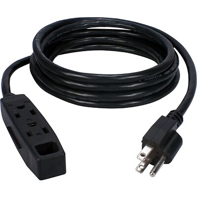 QVS® 6 3 Outlet 3-Prong Power Extension Cord; Black (PC3PX-06-3PK)