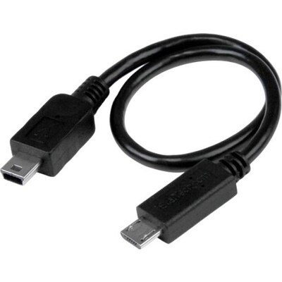 StarTech 8 USB OTG Cable, Micro USB To Mini USB, M/M, USB OTG Adapter, 8 Inch (UMUSBOTG8IN)
