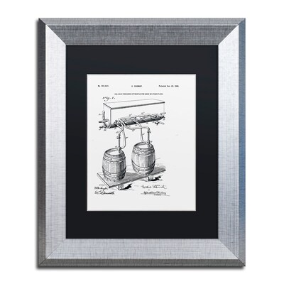 Trademark Fine Art Art Of Brewing Beer Patent White by Claire Doherty 11 x 14 Black Matted Silver Frame (886511841703)