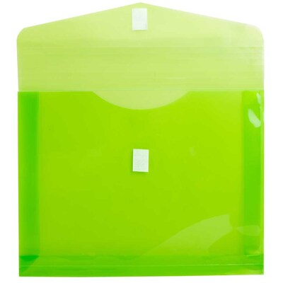 JAM Paper® Plastic Envelopes with Hook & Loop Closure, 9.75 x 13 with 2 Inch Expansion, Lime Green,