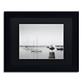 Trademark Fine Art Four Boats & Seagull by Moises Levy 11 x 14 Black Matted Black Frame (886511879119)