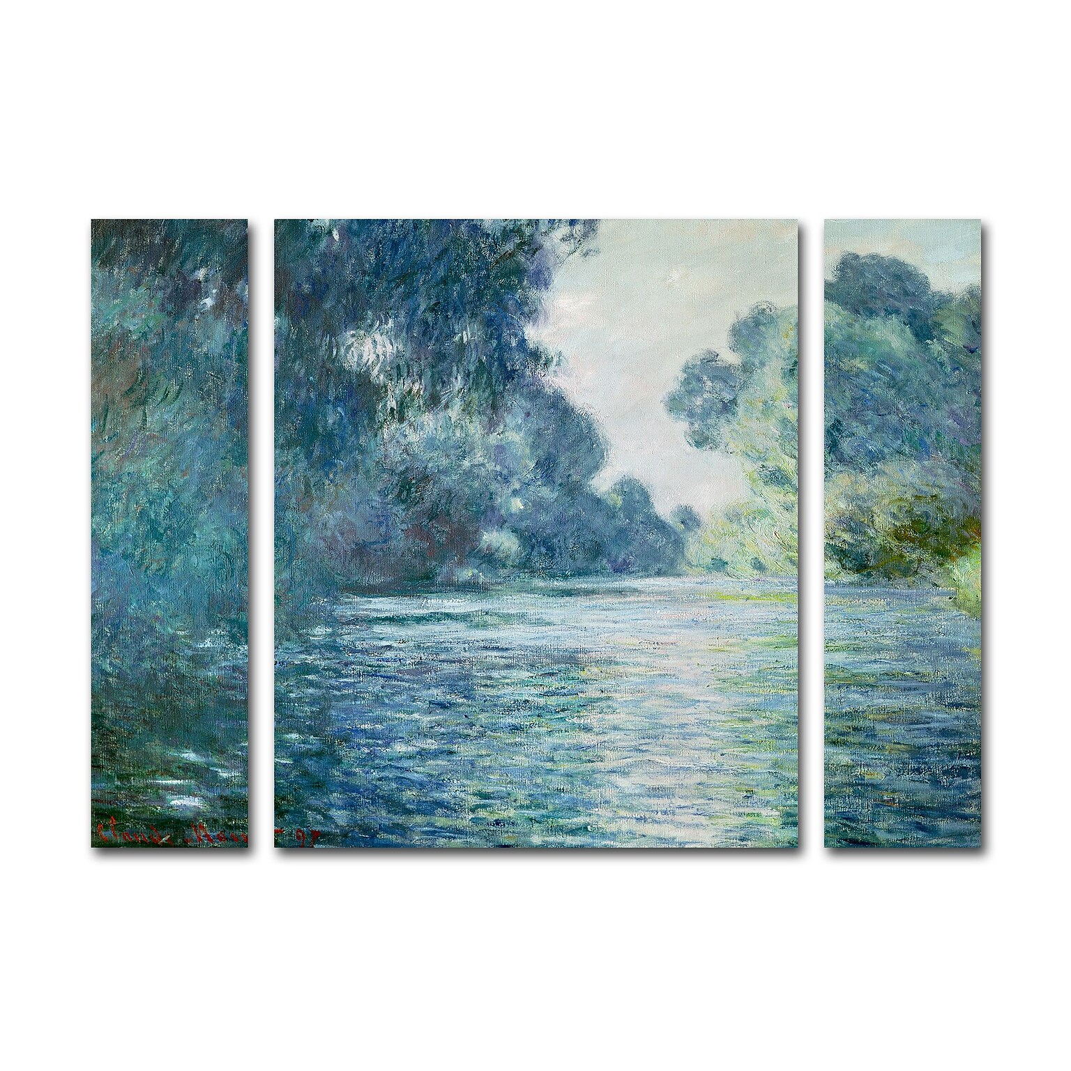 Trademark Fine Art Branch of the Seine by Claude Monet 24 x 32 Multi Panel Art Set (886511916531)