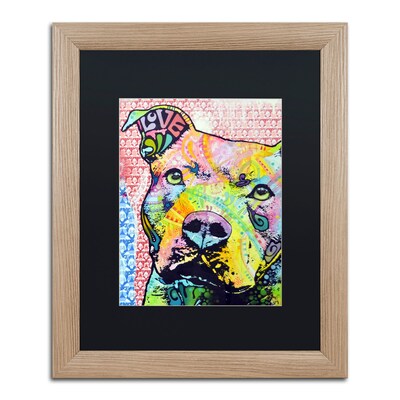 Trademark Fine Art Thouthful Pittbull II by Dean Russo 16 x 20 Black Matted Wood Frame (886511