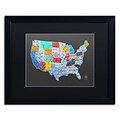 Trademark Fine Art Massive USA License Plate Map by Design Turnpike 16 x 20 Black Matted Black Frame (886511910522)