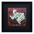 Trademark Fine Art Texas License Plate Map Large by Design Turnpike 16 x 16 Black Matted Black Frame (886511911864)