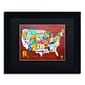 Trademark Fine Art ''License Plate Map USA'' by Design Turnpike 11" x 14" Black Matted Black Frame (886511905528)